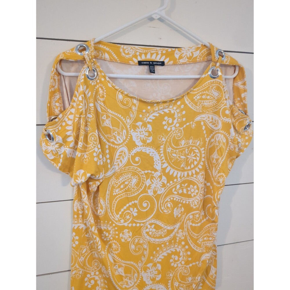 Cable & gauge M yellow paisley top open shoulder summer